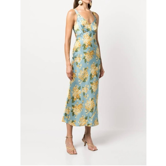 Reformation Dresses & Skirts - REFORMATION SILK Floral Blue and Yellow Maxi Dress SIZE SMAL